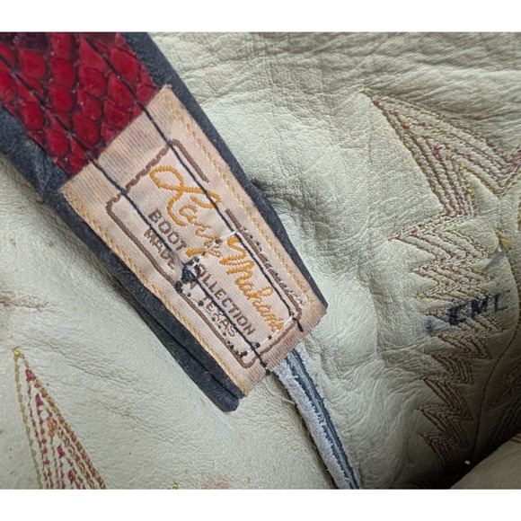 Larry Mahan Western Boots Womens 8.5B Python Snakeskin Red Color Block Rodeo - Picture 10 of 12